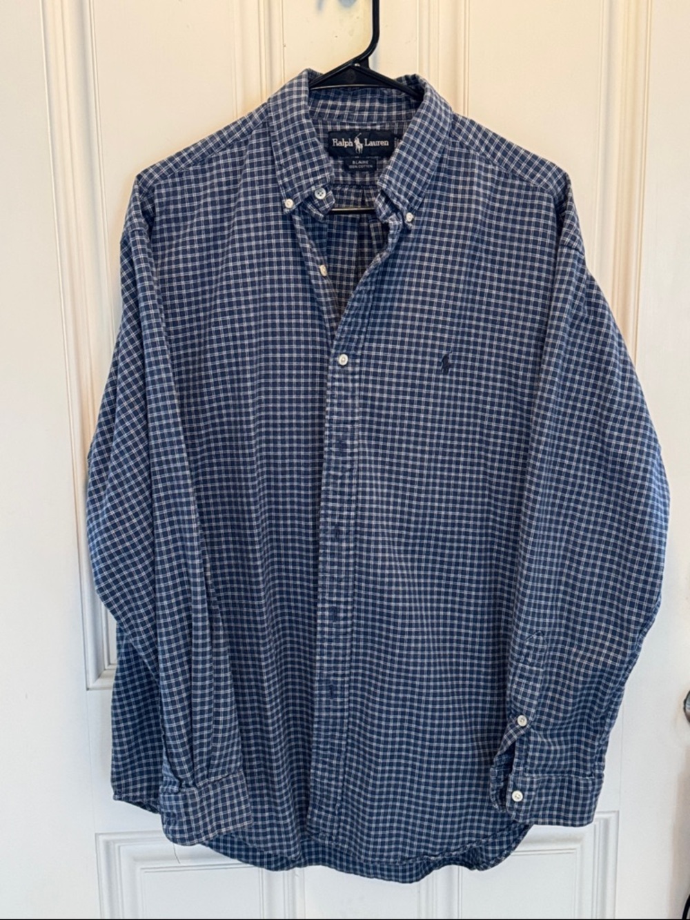 Ralph Lauren Navy and White Check Button-Down Shirt